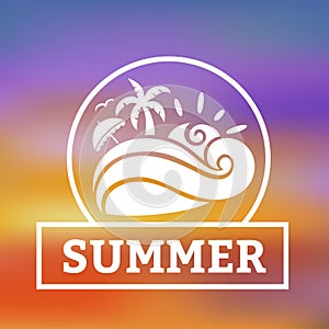Summer beach background with beach symbol illustration