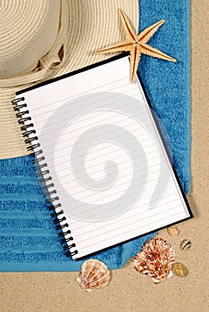 Summer beach background holiday writing book copy space vertical