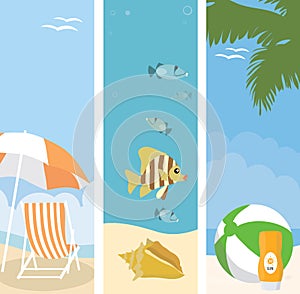 Summer beach banners illustration