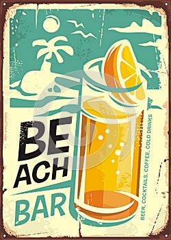 Summer beach bar retro sign design