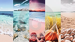 summer beach collage Generative AI