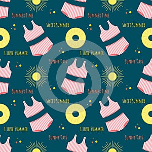 Summer beach elements. Seamless pattern. For design, wallpaper, textile