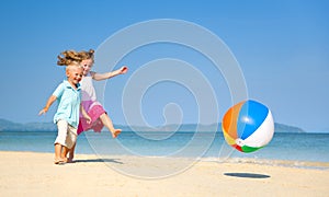 Summer Beach Family Fun Concept