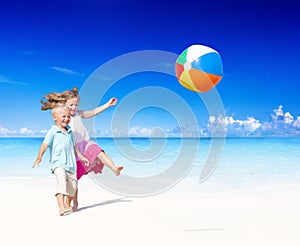 Summer Beach Family Fun Playful Concept