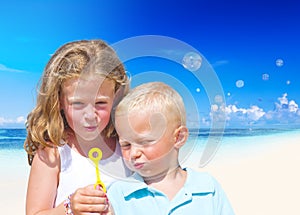 Summer Beach Family Fun Playful Concept