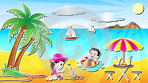 Summer Beach Fun Vector Illustration