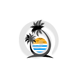 Summer Beach logo design Vector, Beach logo template design concept, Creative icon