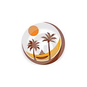 Summer Beach logo design Vector, Beach logo template design concept, Creative icon