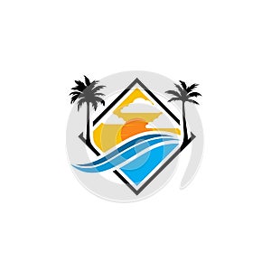 Summer Beach logo design Vector, Beach logo template design concept, Creative icon