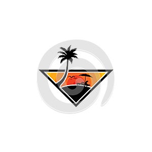 Summer Beach logo design Vector, Beach logo template design concept, Creative icon