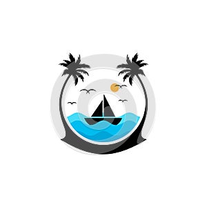 Summer Beach logo design Vector, Beach logo template design concept, Creative icon