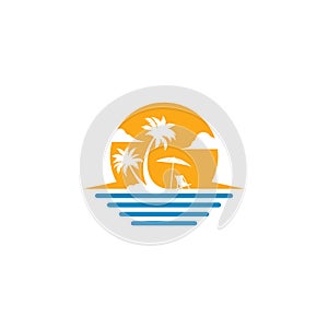 Summer Beach logo design Vector, Beach logo template design concept, Creative icon