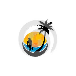 Summer Beach logo design Vector, Beach logo template design concept, Creative icon