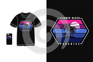 Summer beach paradise t shirt design silhouette retro vintage style