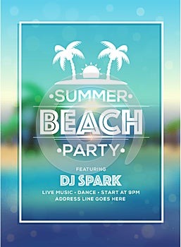 Summer Beach Party, Poster, Banner or Flyer Design with a View o