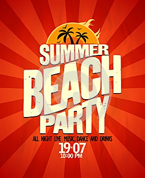 Summer beach party poster.