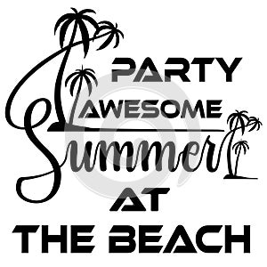 Summer Beach Party Template, Banner or Flyer design with illustration of palm trees