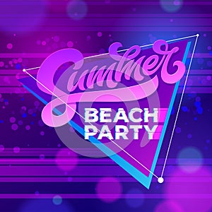 Summer beach party typography. Vector template for banners, cards, wallpapers, invitations, posters, flyers. Vector
