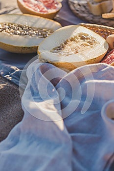 Summer beach picnic on the coast