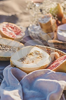 Summer beach picnic on the coast