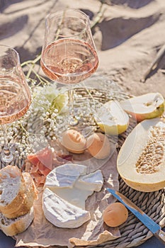 Summer beach picnic on the coast