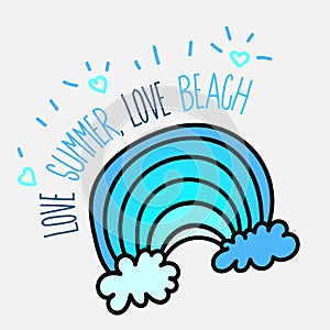 Summer beach poster with blue wave