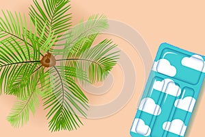 Summer beach poster with palm tree