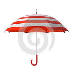 Summer beach red umbrella isolated on white background. 3D illustration .