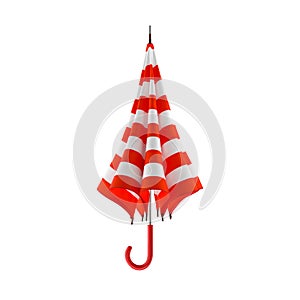 Summer beach red umbrella isolated on white background. 3D illustration .