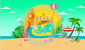 Summer Beach Scene with Inflatable photo