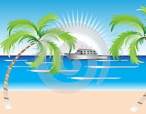 Summer Beach With A Ship