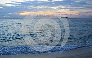 Summer beach and splash wave water surface in evening, Lipe Thailand