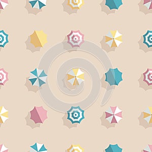 Summer beach umbrella vector seamless pattern. Holiday, vacation and recreation background.