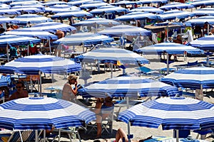 Summer beach umbrellas. Mediterranean sea