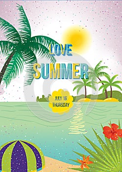 Summer beach vector background.