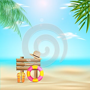 Summer Beach Vector Design. Summer Background Vector Illustration for Beach Holidays