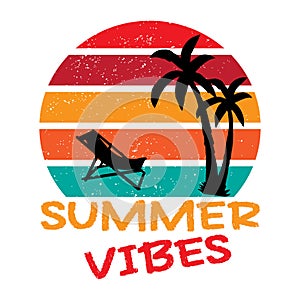 Summer and beach vintage typography design vector