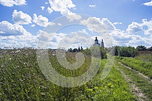 Summer beautiful landscape with the Church of Elijah the Prophet in Suzdal on Ivanova mountain. Golden Ring of Russia
