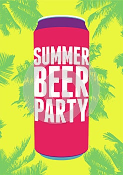 Summer Beer Party typography vintage poster. Retro vector illustration.