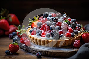 Summer Berries and Greek Yogurt Tart with Honey