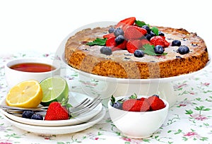 Summer berry fruit cake, festive tea party