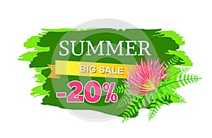 Summer Big Sale 20 Off Advertisement Label Flower