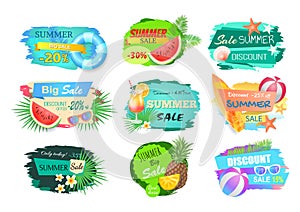 Summer Big Sale Banners Set Vector Illustration