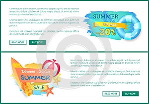 Summer Big Sale Discounts Set Vector Illustration