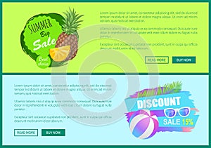 Summer Big Sale Posters Set Vector Illustration