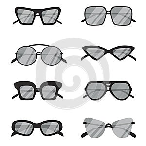 Summer black sunglasses collection. Vector set