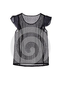 Summer black women\'s blouse made of transparent fabric on a white