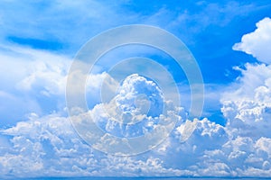 Summer blue sky background and white clouds in sunny day with c