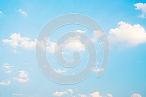 Summer blue sky cloud gradient light white background. Beauty clear cloudy in sunshine calm bright winter air bacground