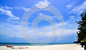 Summer blue sky sea coast sand background beach